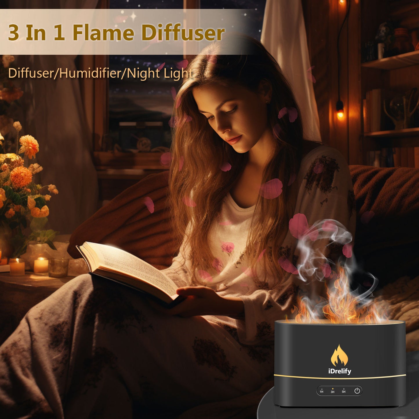 DreamAura™ Flame Aura Diffuser – Cozy Flame Effect Humidifier & Essential Oil Diffuser
