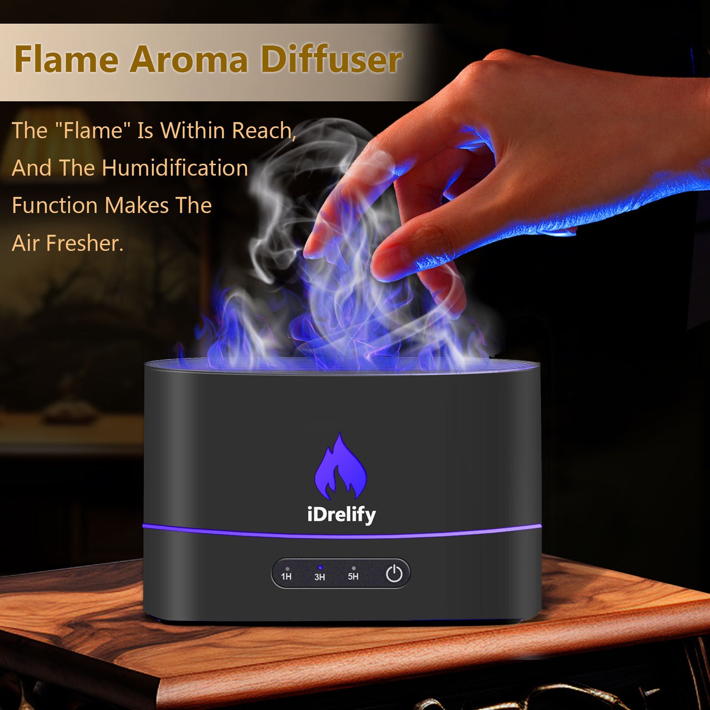 DreamAura™ Flame Aura Diffuser – Cozy Flame Effect Humidifier & Essential Oil Diffuser