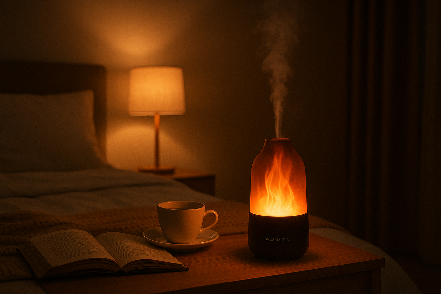 DreamAura™ Flame Aura Diffuser – Cozy Flame Effect Humidifier & Essential Oil Diffuser